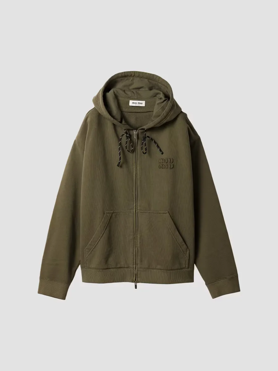 Garment-Dyed Hoodie Jacket by Miu Miu