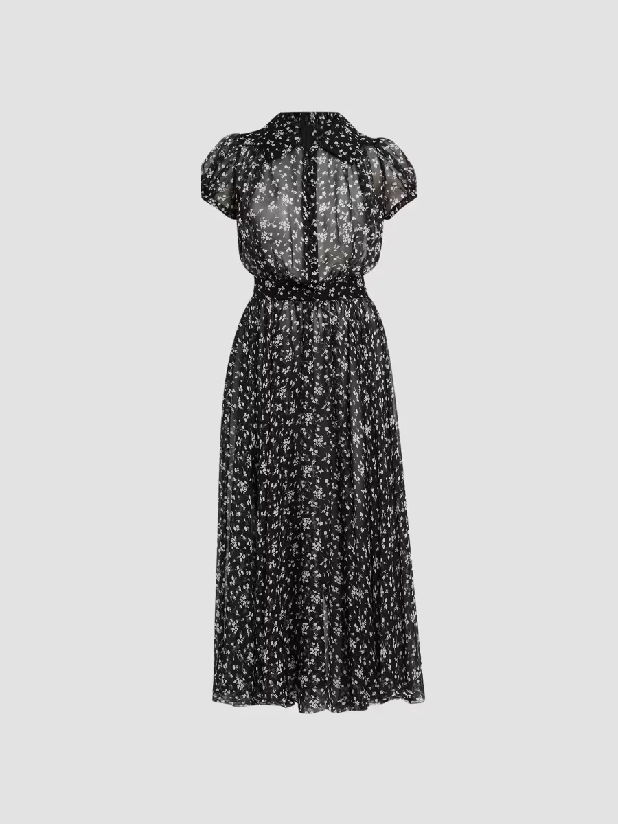 Chiffon Silk Floral Shirtdress by Dolce & Gabbana