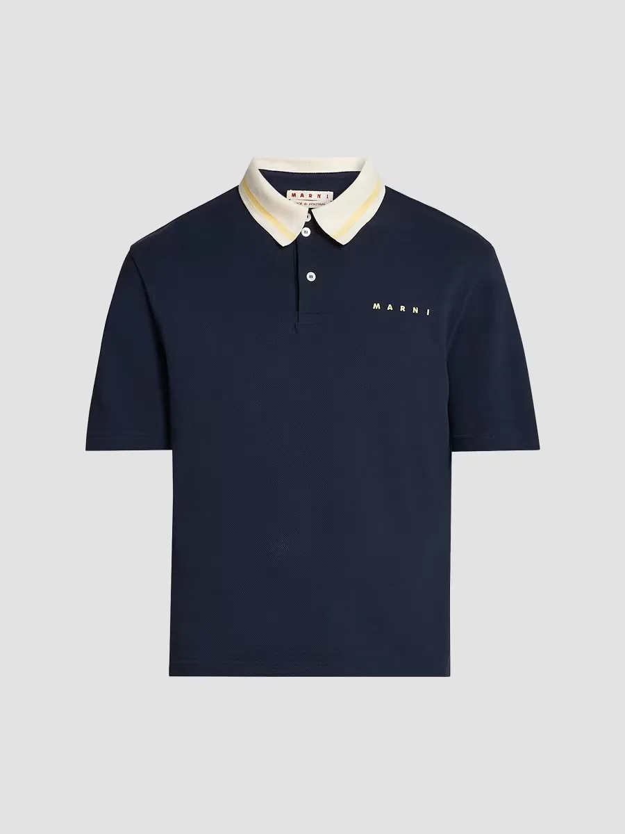 Logo Cotton Piqu Polo Shirt by Marni