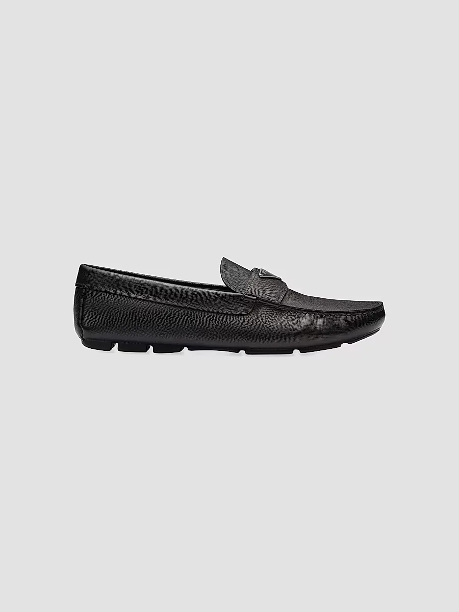 Saffiano Leather Driver Loafers by Prada