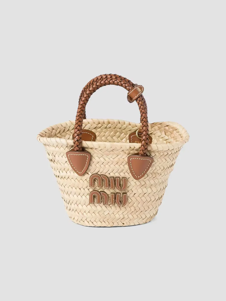 Woven Fabric Top Handle Bag by Miu Miu