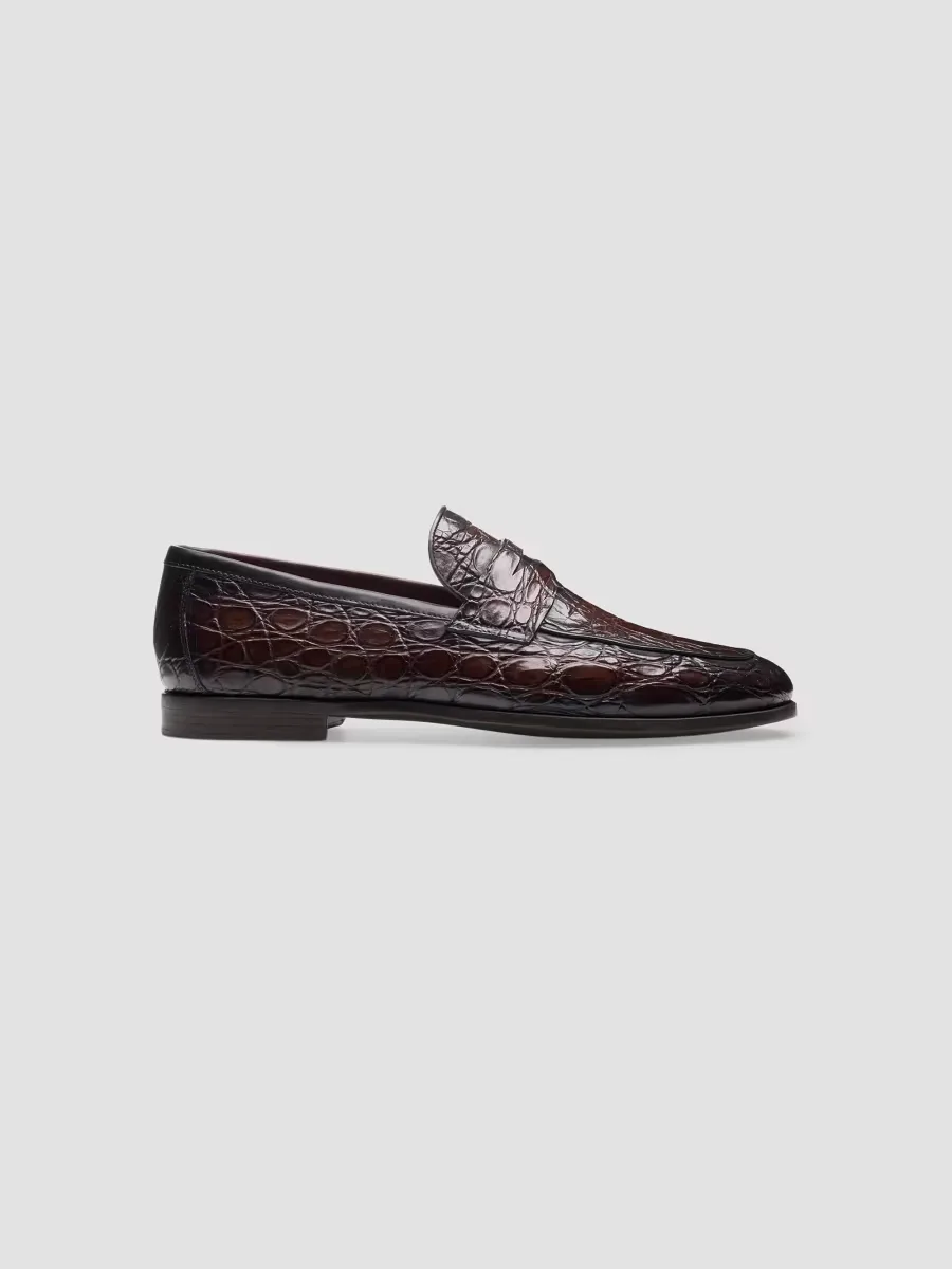Vicente Crocodile-Embossed Leather Penny Loafers by Magnanni
