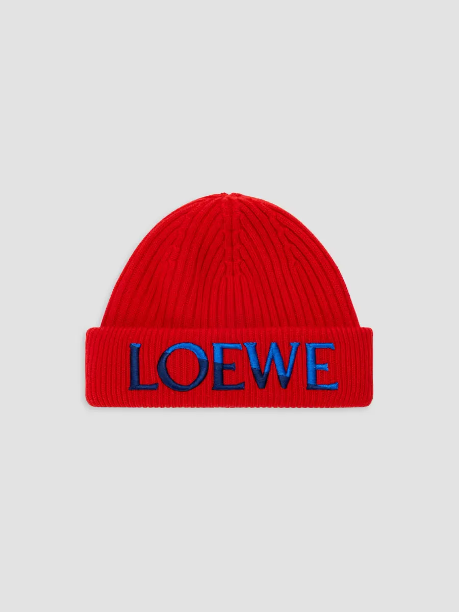 Embroidered Logo Wool Beanie by LOEWE