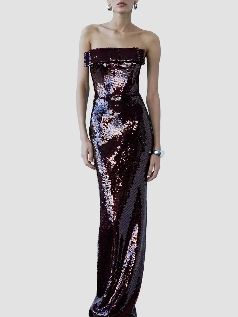 Sisu Sequined Bow Slip Gown