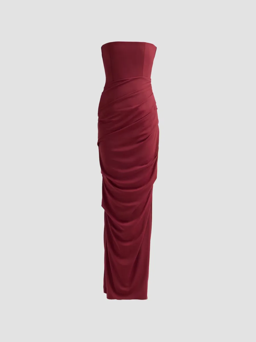 Draped Strapless Sheath Gown
