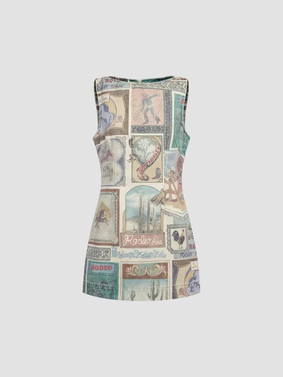 Andie Printed Denim Mini Dress by ALMAIS
