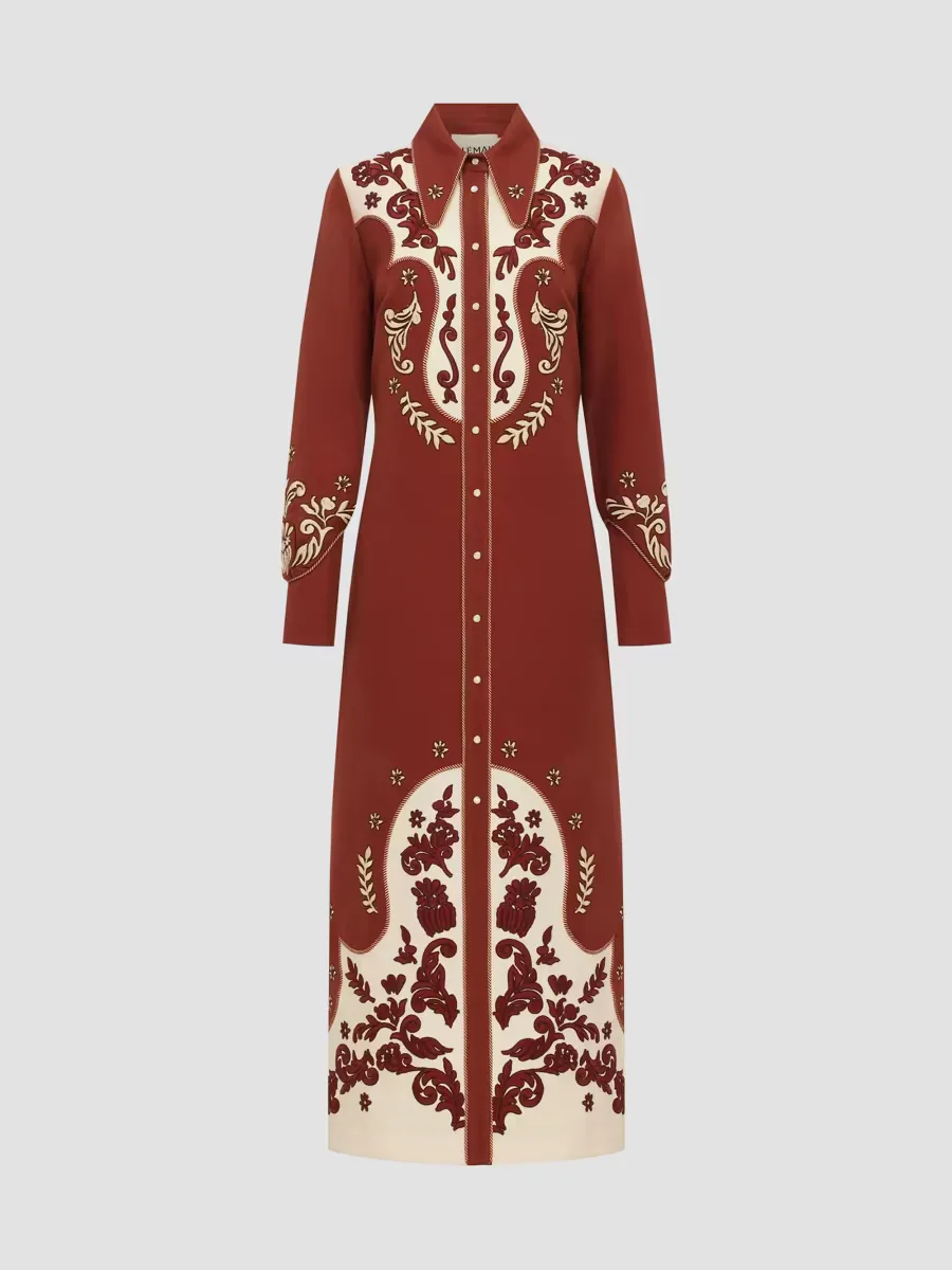 Duke Embroidered Midi Shirtdress by ALMAIS