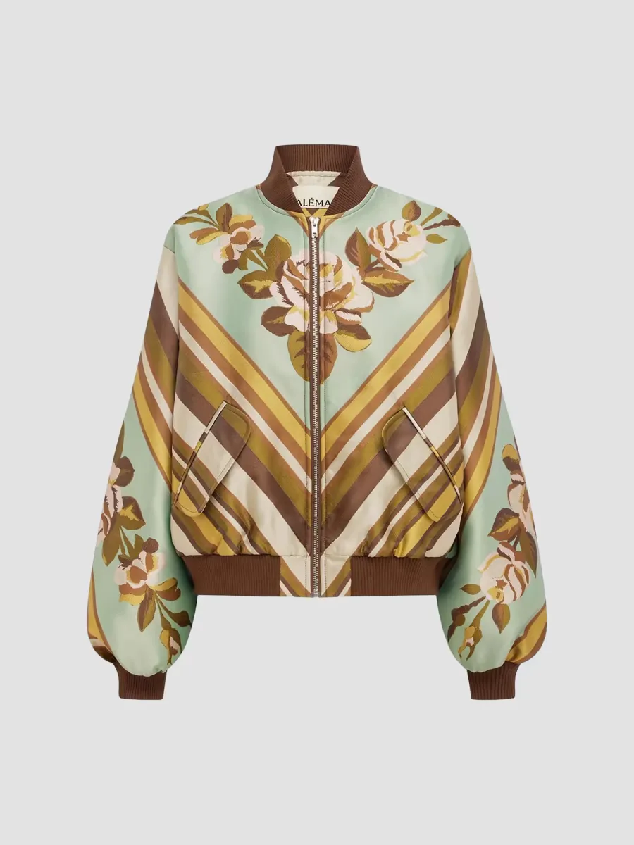 La Rosa Printed Jacquard Bomber Jacket by ALMAIS