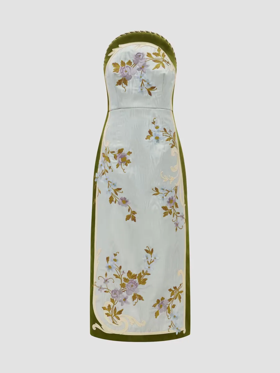 Odessa Floral Linen-Cotton Blend Midi Dress by ALMAIS