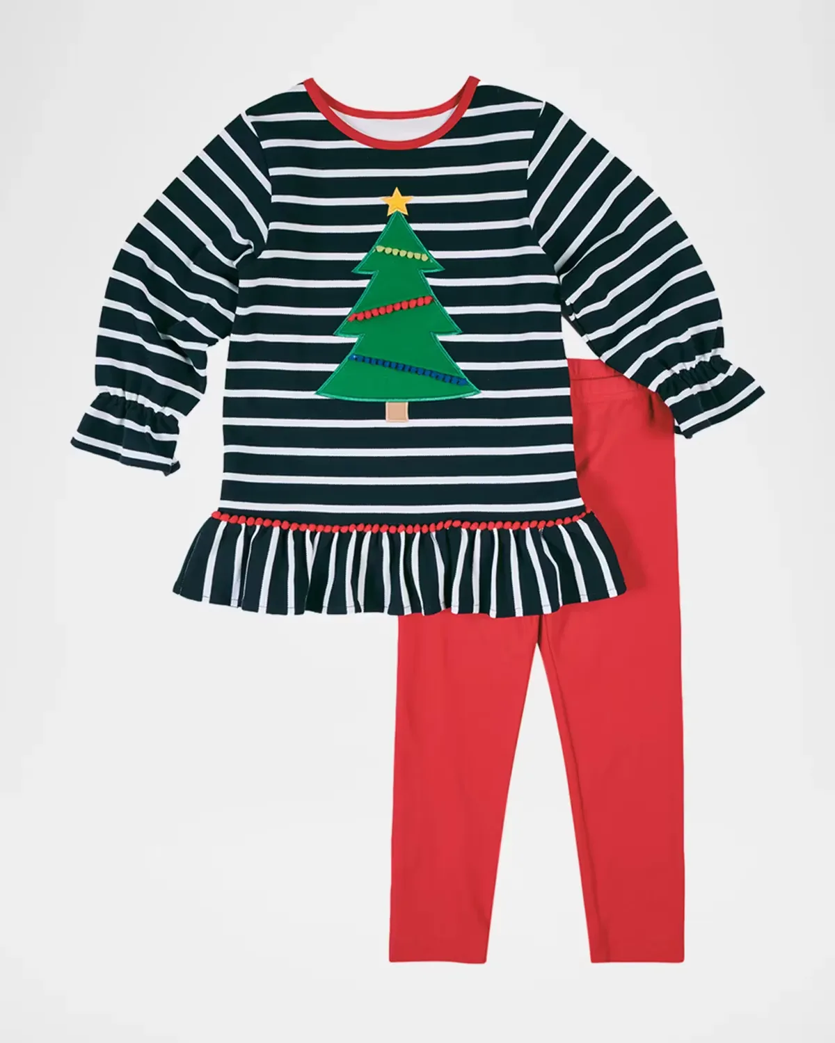Christmas Tree Striped Tunic Top & Leggings Set by Florence Eiseman
