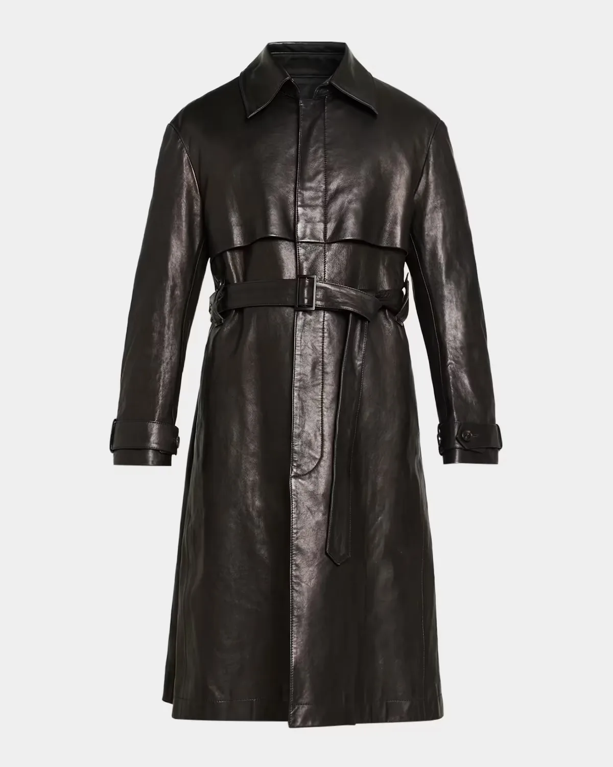 Leather Belted Trench Coat