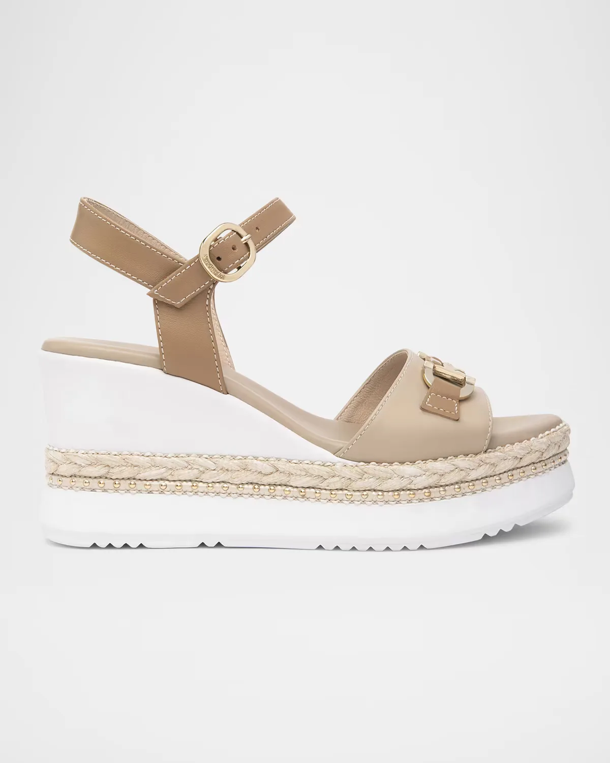 Leather Horsebit Roped Platform Wedge Sandals by NeroGiardini