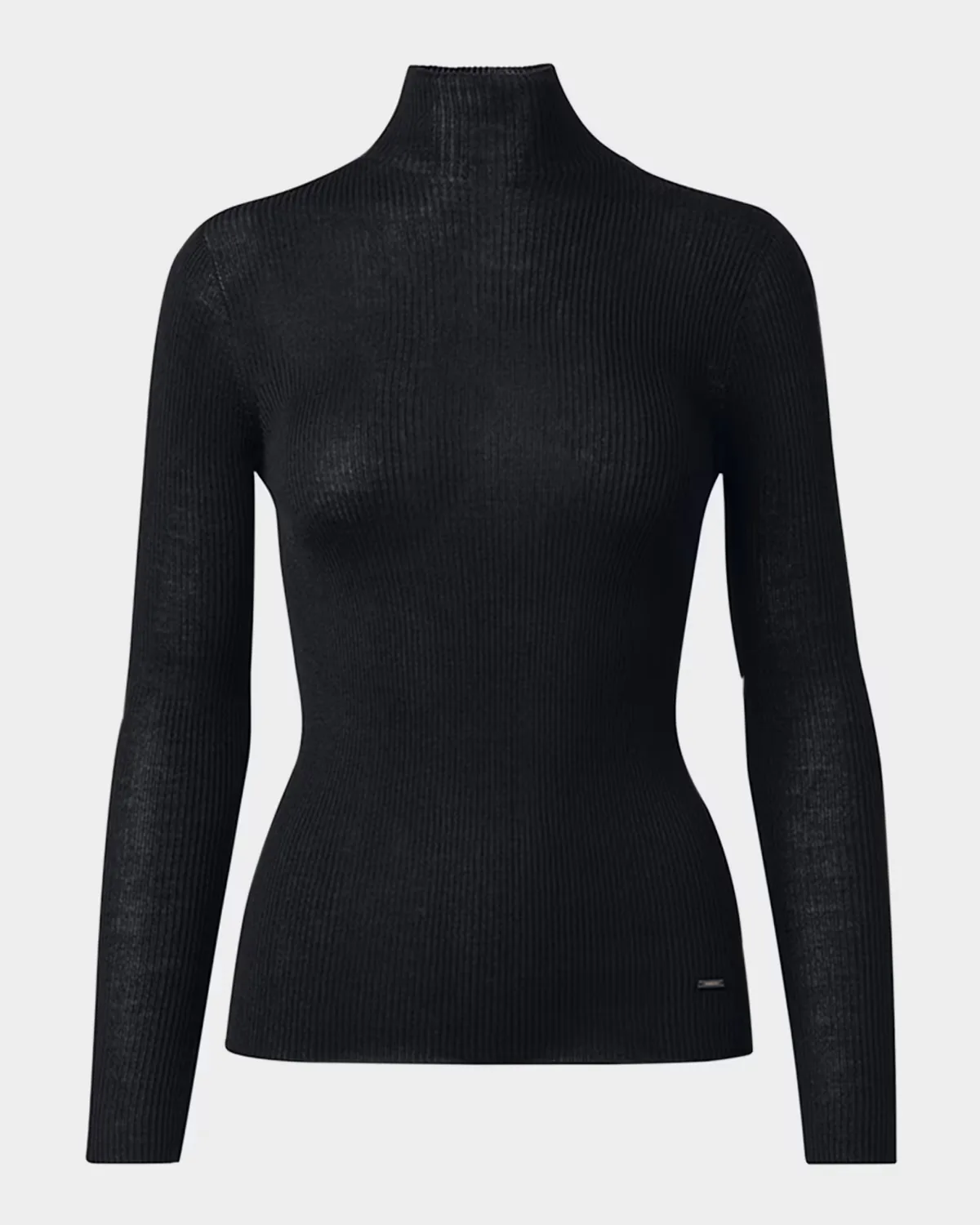 Cashmere-Silk Fine Ribbed Knit Pullover by Akris