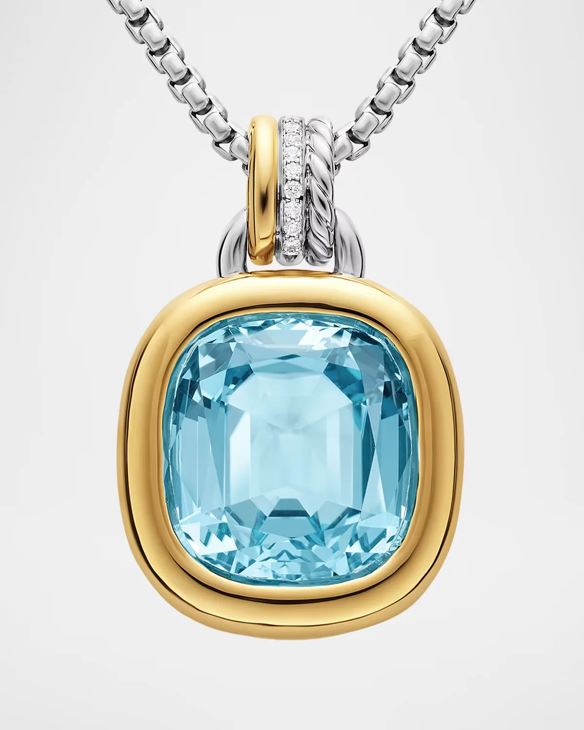 DY Mercer Color Amulet with Sky Blue Topaz and Diamonds in Silver and 18K Gold, 17mm by David Yurman