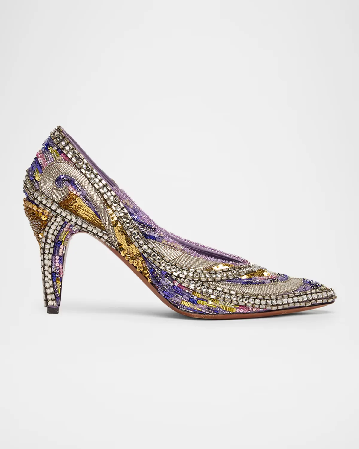 90mm Embellished Satin Pumps by Versace