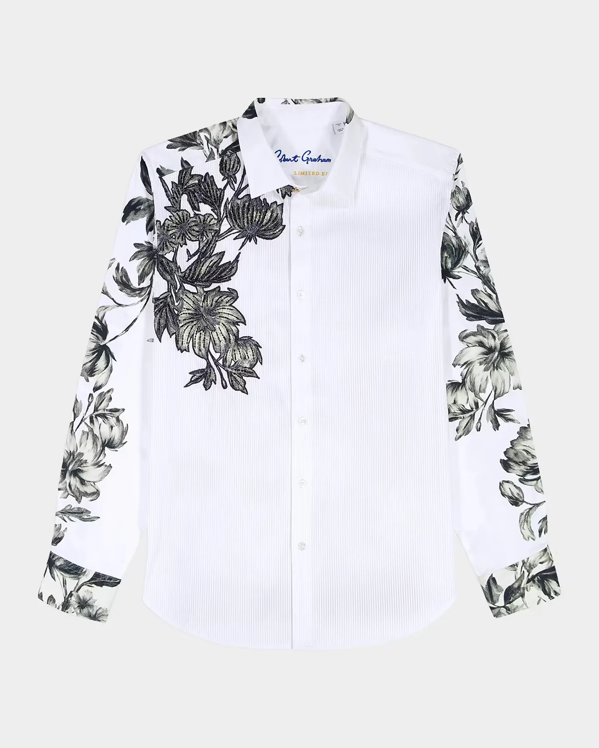 Le Striped Floral Cotton Shirt by Robert Graham
