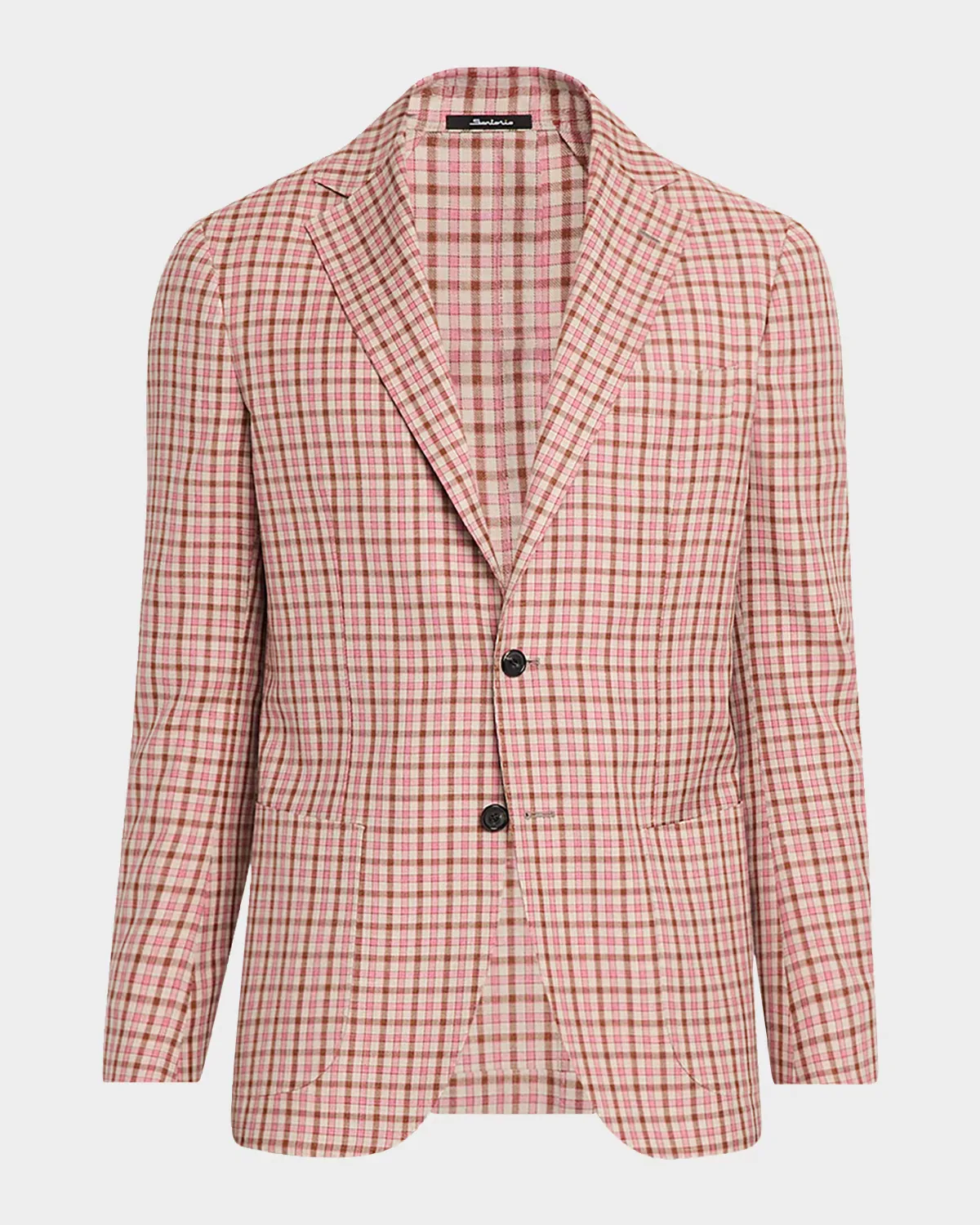 Micro-Check Wool & Silk Two-Button Sport Coat by Sartorio