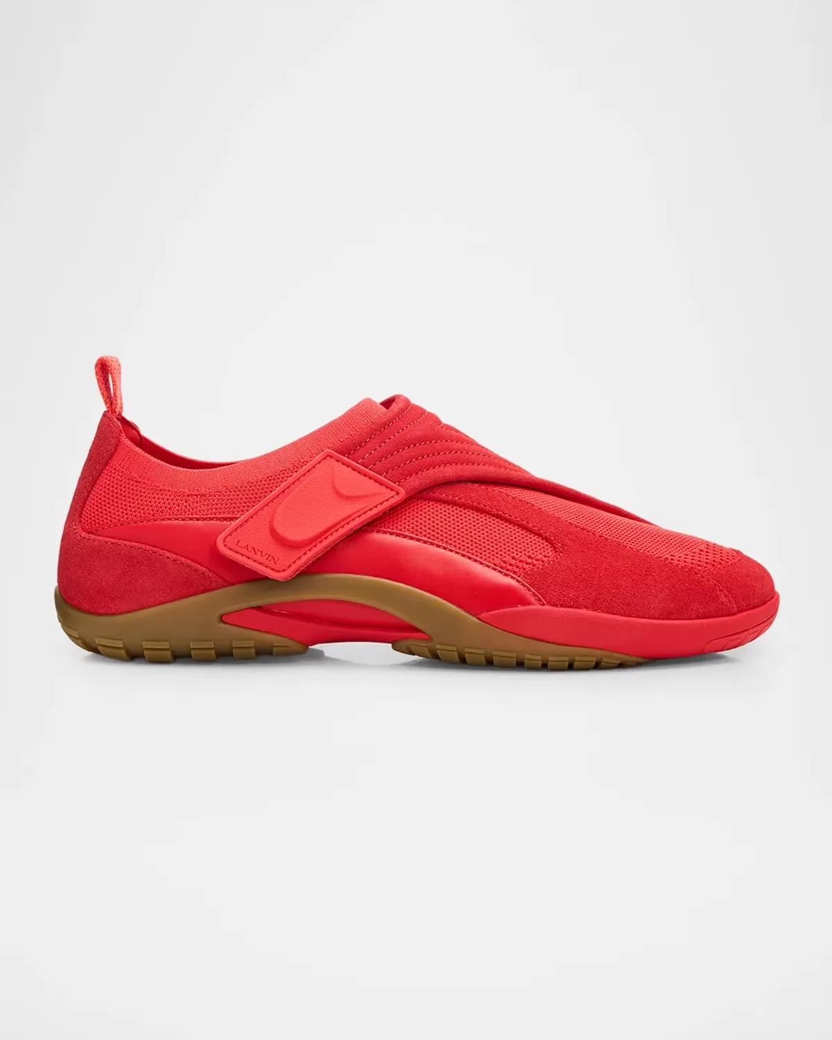 Mesh Knit and Leather Grip-Strap Sneakers by Lanvin