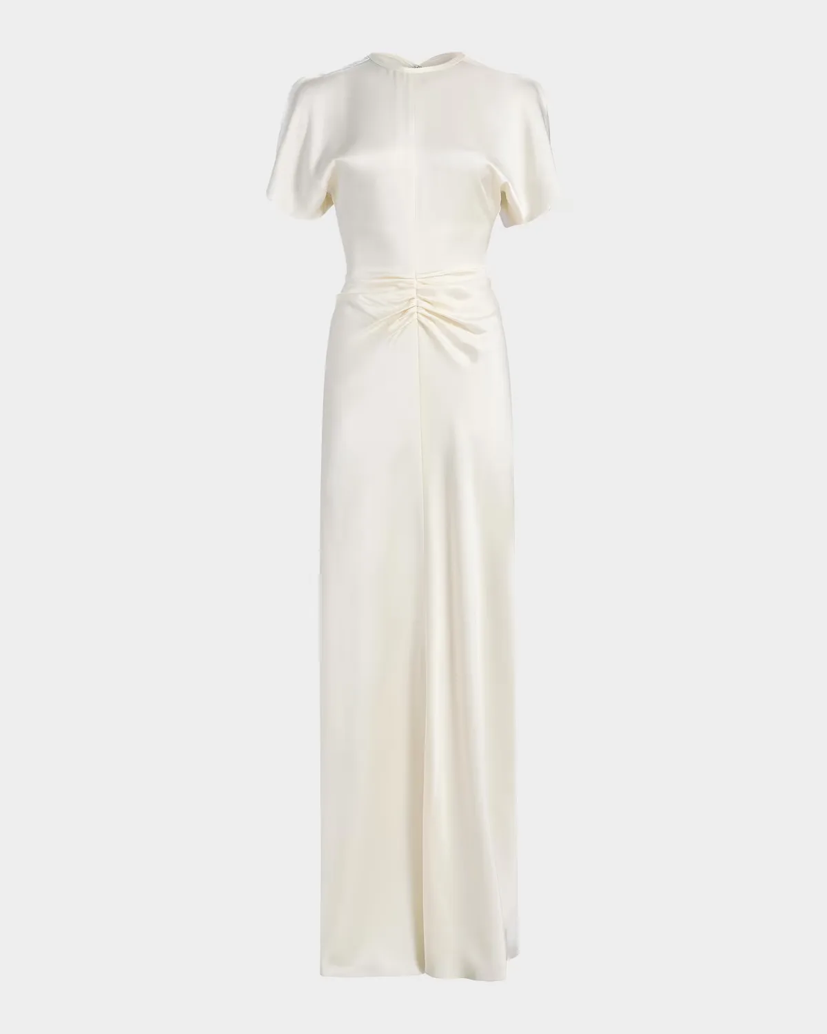 Gathered Waist Satin Maxi Dress