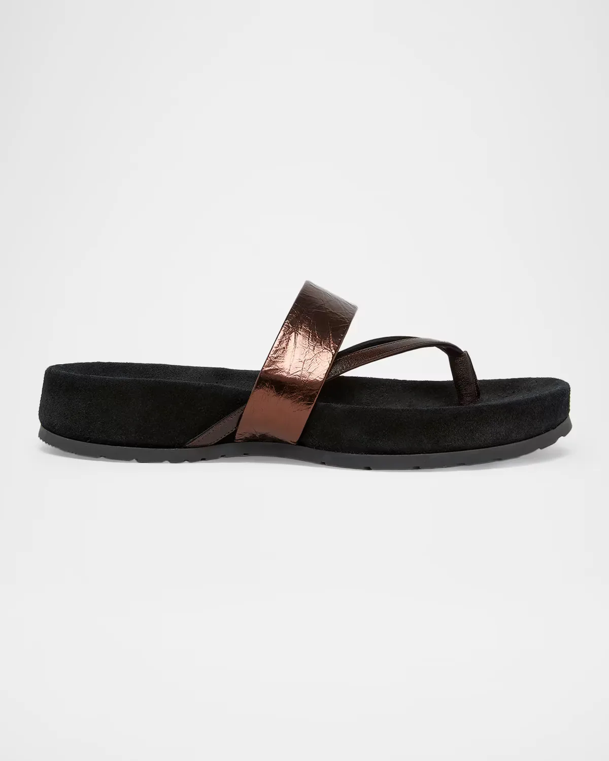 Mosaicon Metallic Leather Flat Thong Sandals by Dries Van Noten