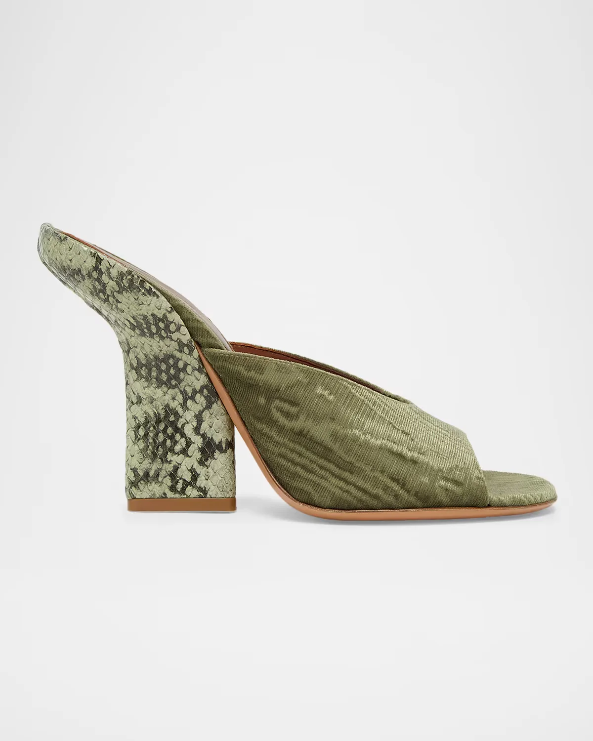 120mm Velvet and Snake-Effect Leather Mules by Dries Van Noten
