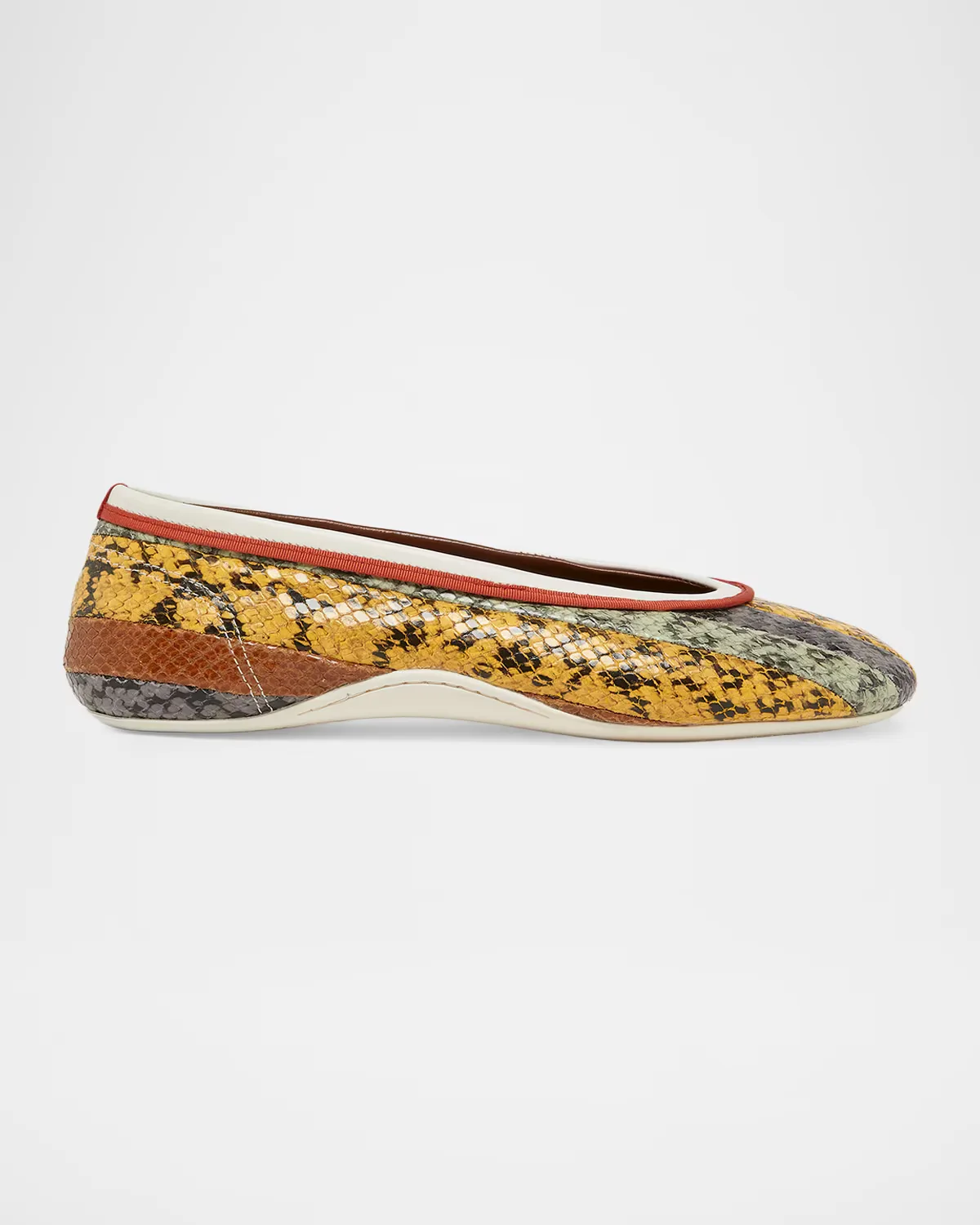 Snakeskin-Effect Leather Ballerina Flats by Dries Van Noten