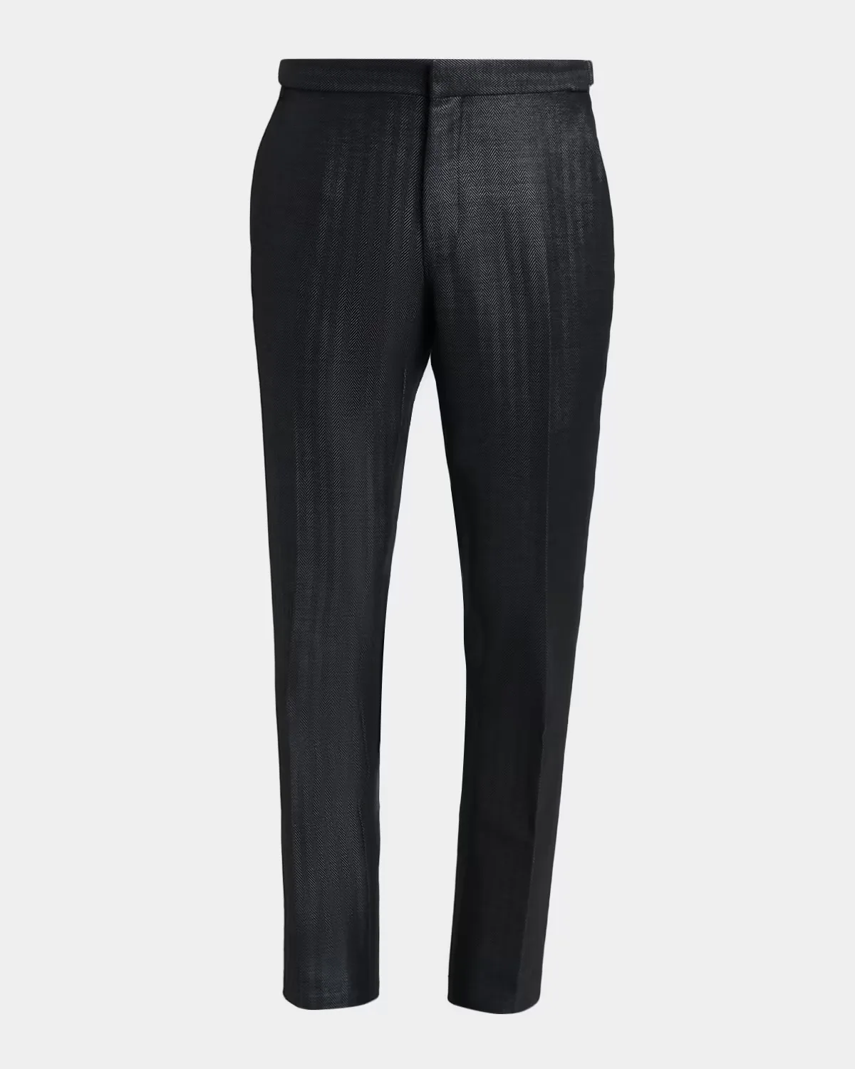 Herringbone Flat-Front Trousers by Tom Ford