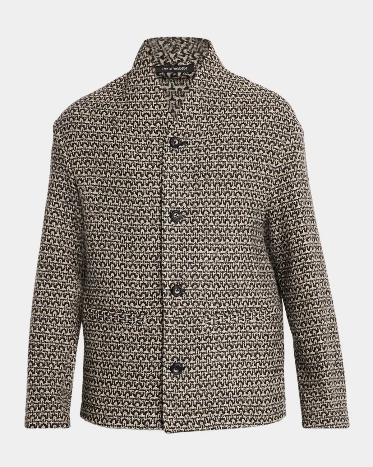 Wool Geo Tweed Effect Cardigan Jacket by Armani
