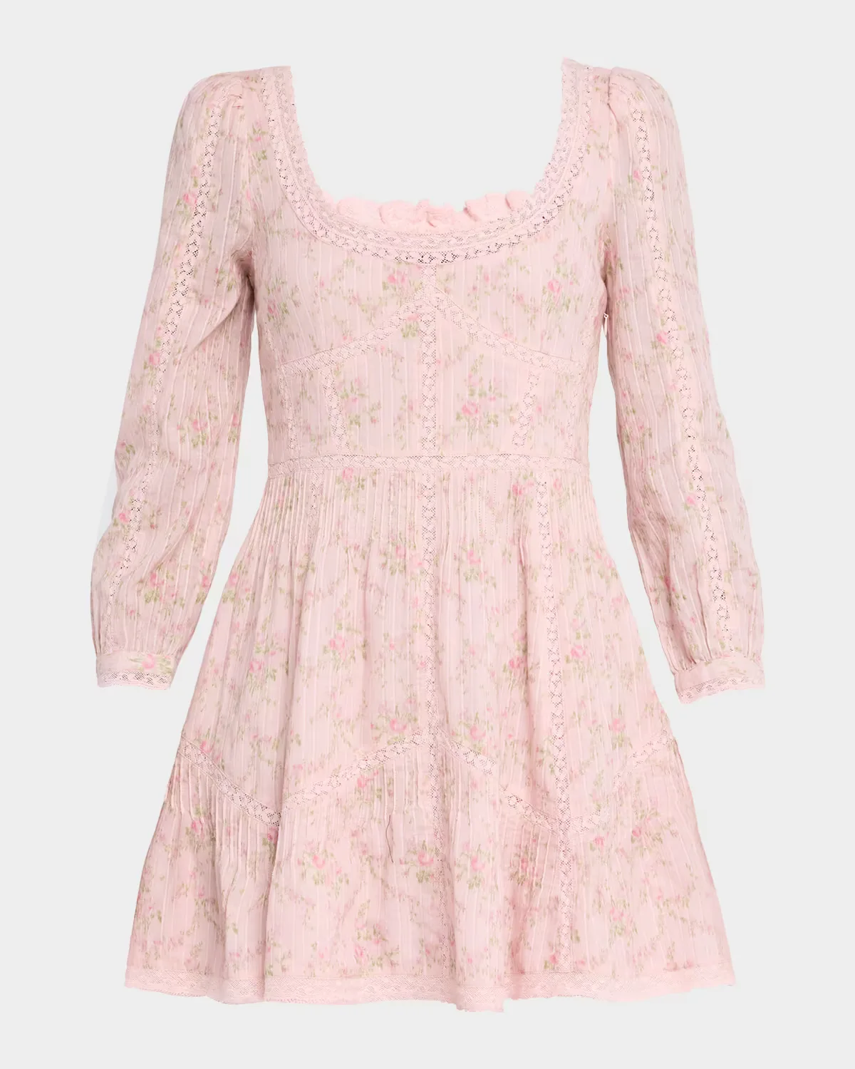 Calivra Floral Lace Mini Dress by LoveShackFancy