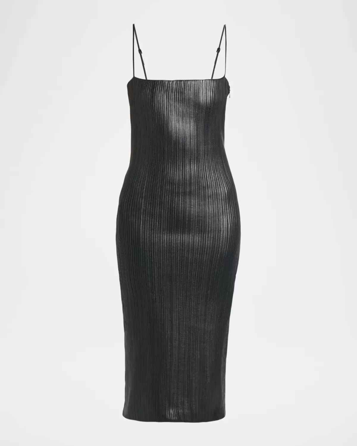 Fluted Leather Sleeveless Midi Dress by Tom Ford