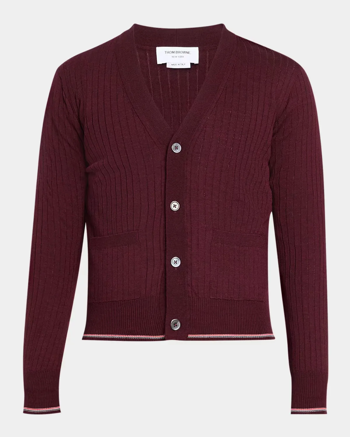 RWB Striped Merino Wool Cardigan by Thom Browne