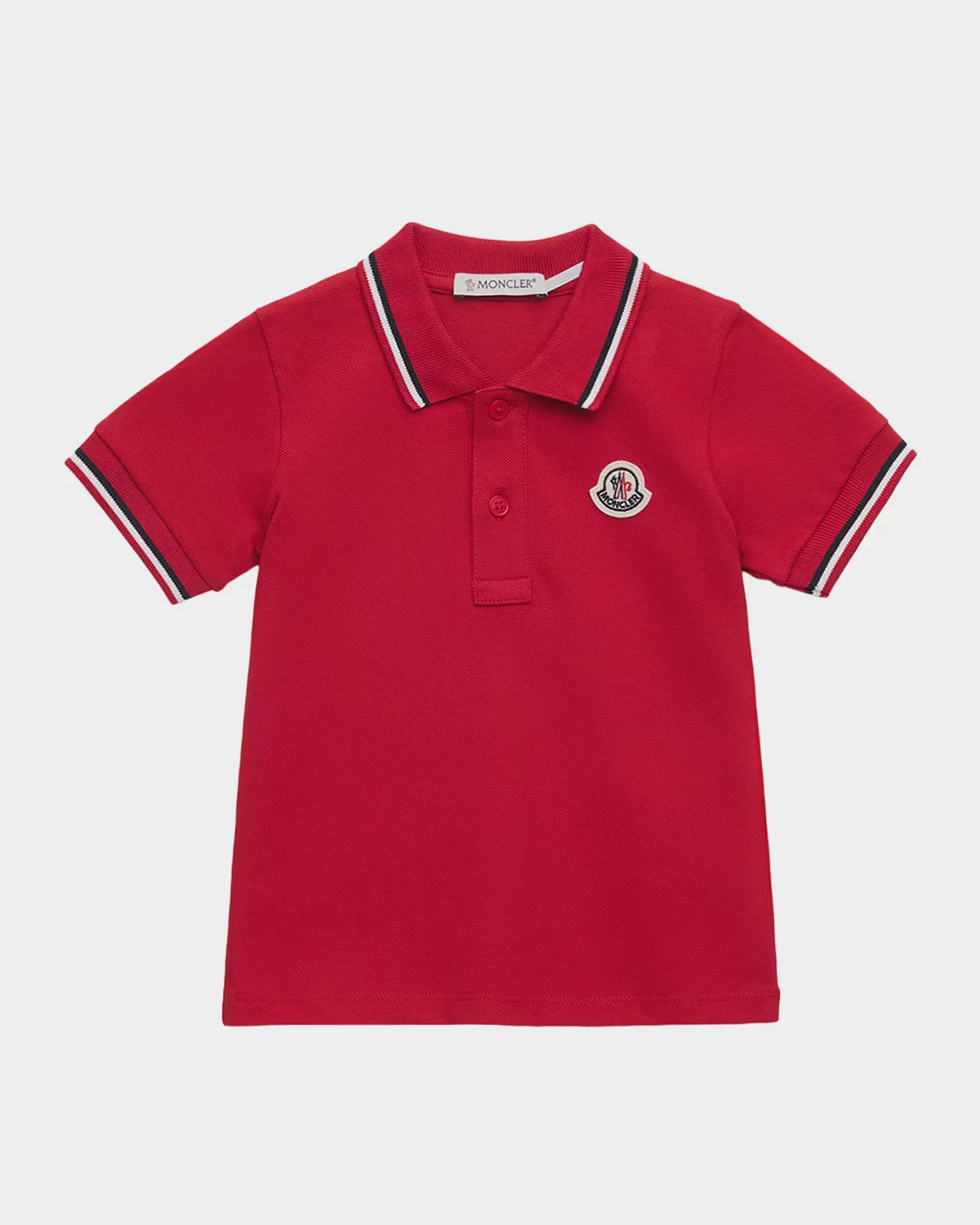 Tricolor-Trim Cotton Pique Polo by Moncler