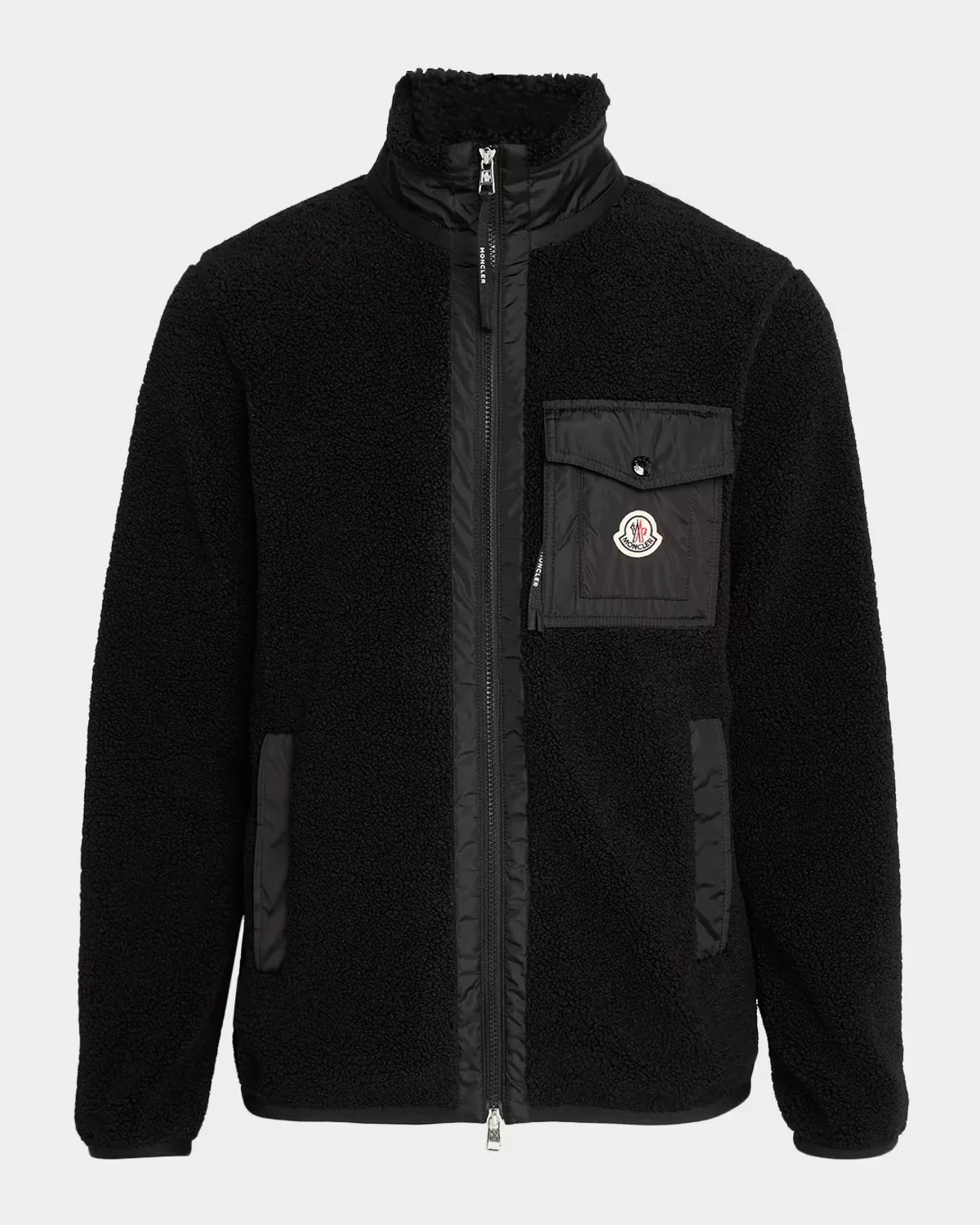 Teddy Fleece & Nylon Full-Zip Cardigan by Moncler