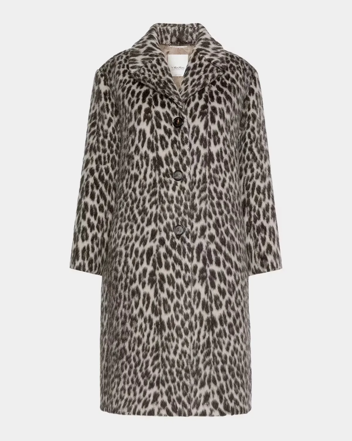Leopard-Print Wool Single-Breasted Long Coat by Max Mara
