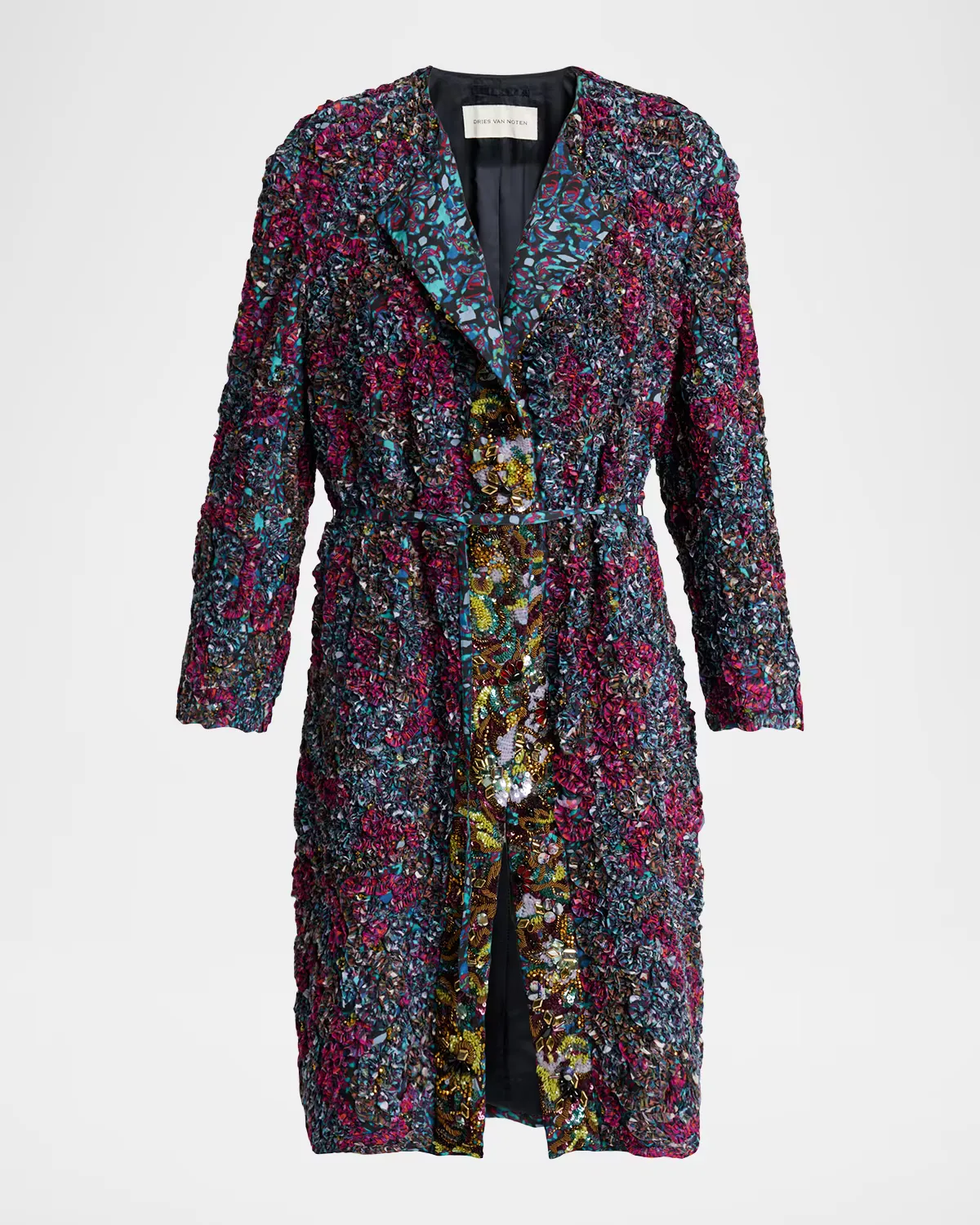 Rivkam Embroidered Single-Breasted Long Coat by Dries Van Noten