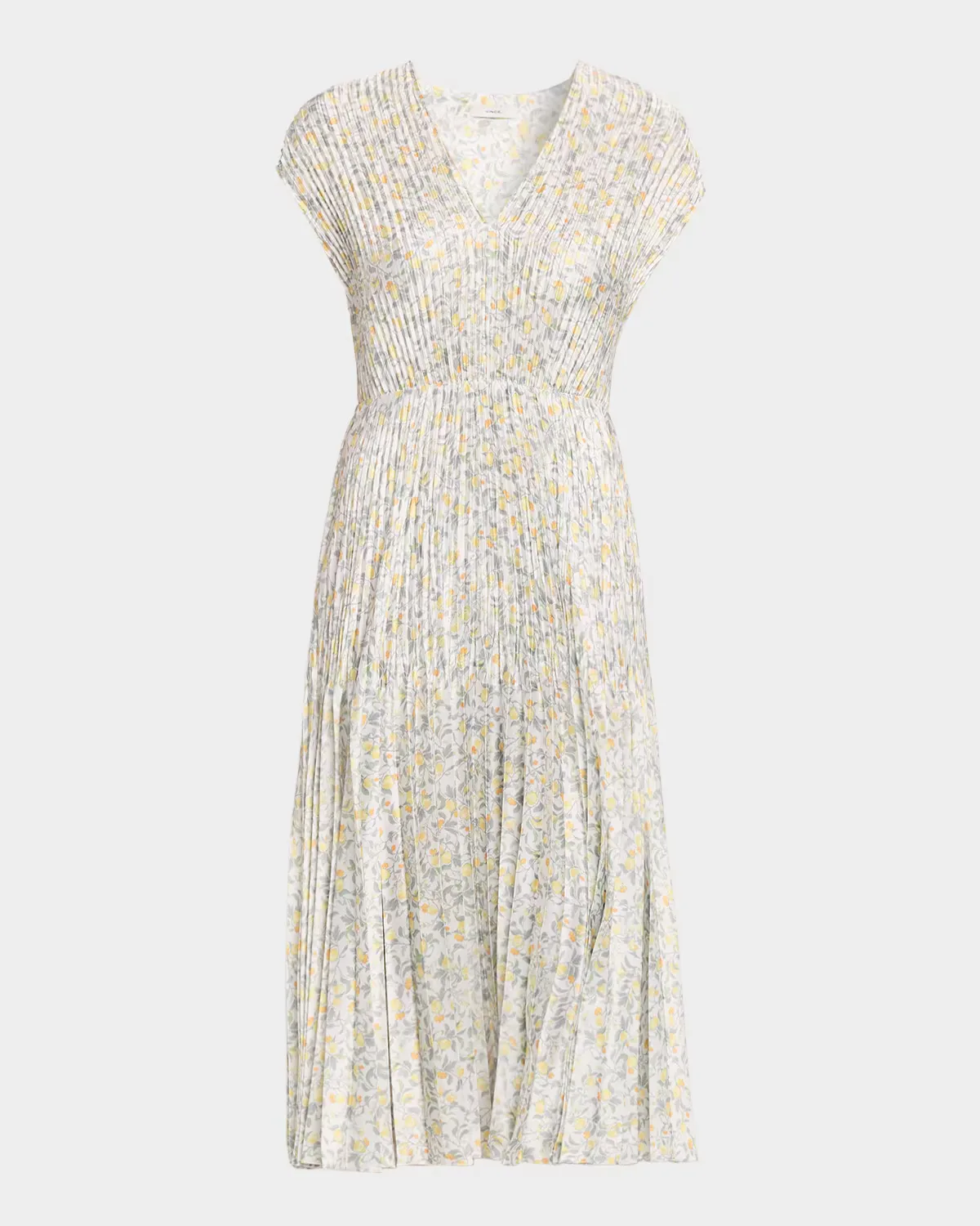 Citrine Bloom Pleated Satin Dress by Vince