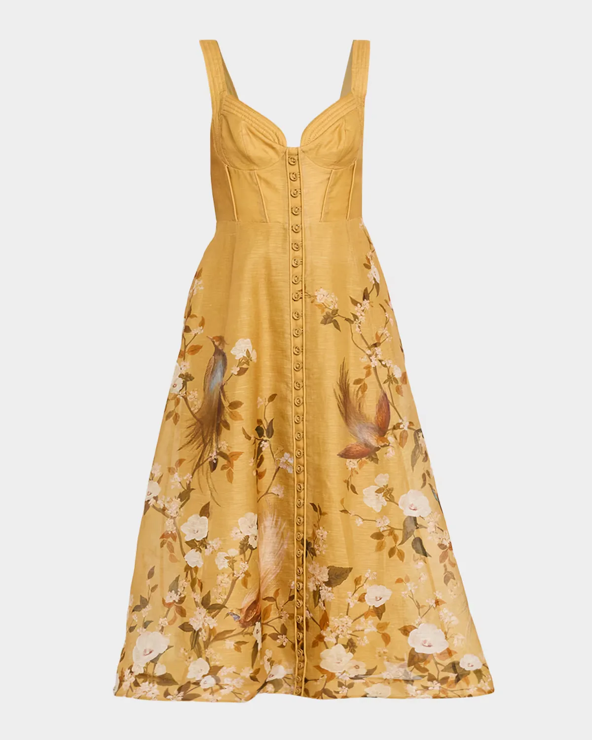Momentum Printed Linen Corded Midi Dress
