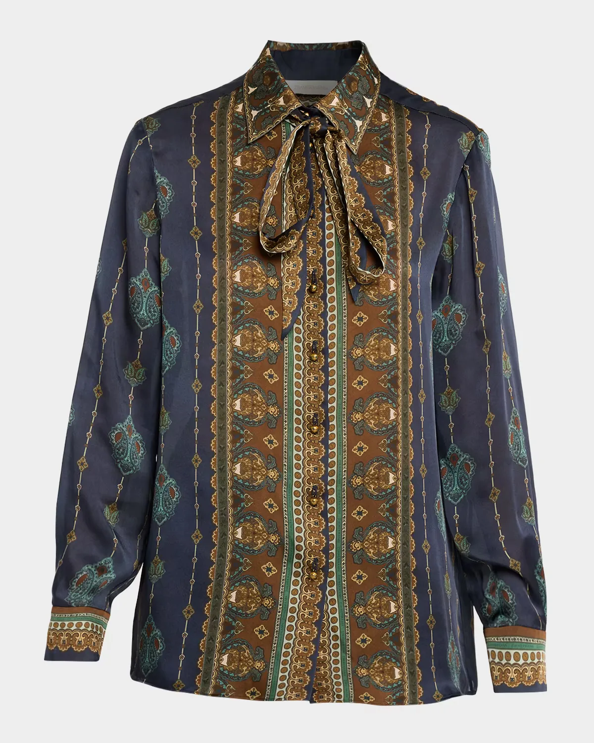 Ascent Satin Button-Front Shirt by Zimmermann