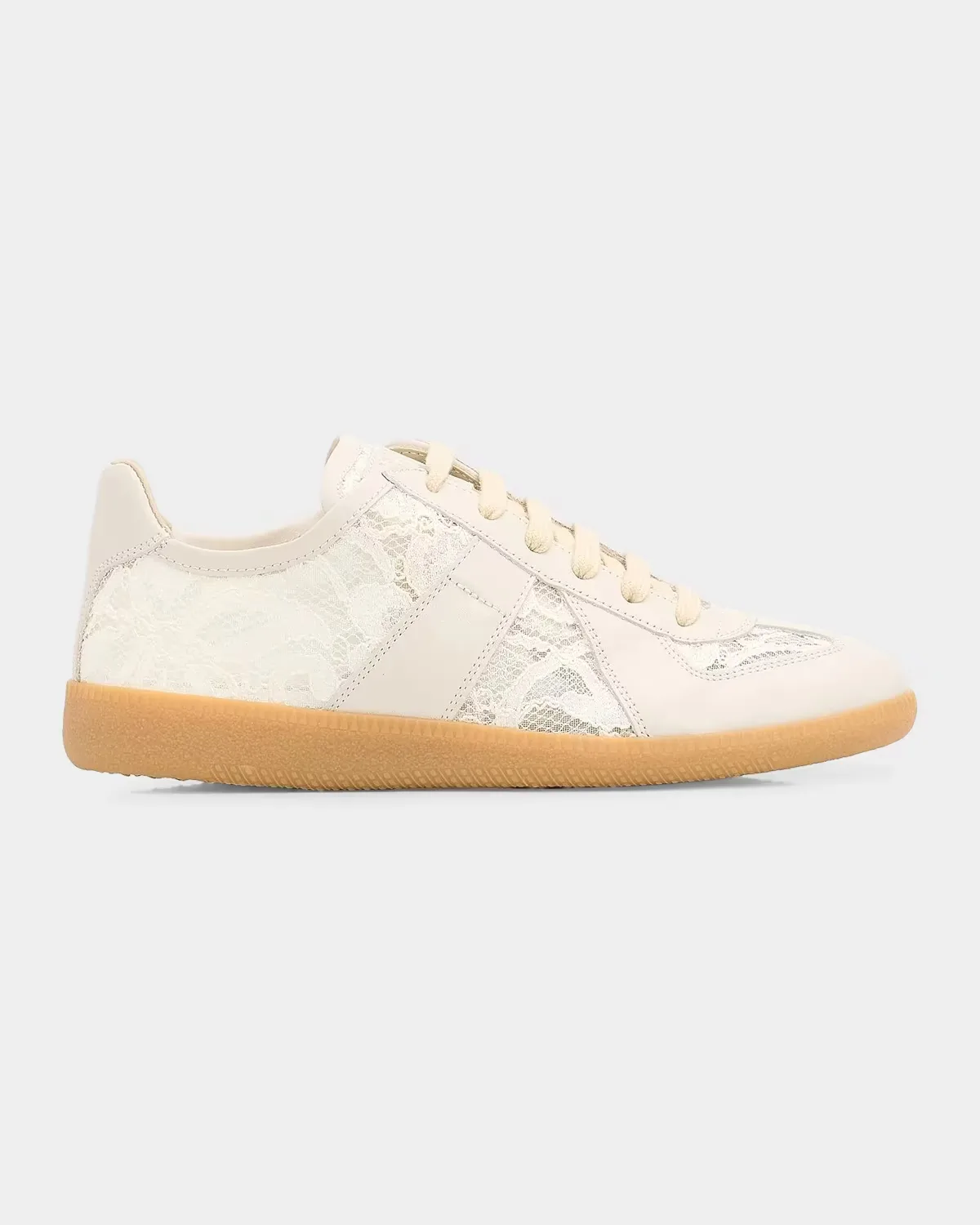 Replica Lace-Trim Leather Sneakers by Maison Margiela