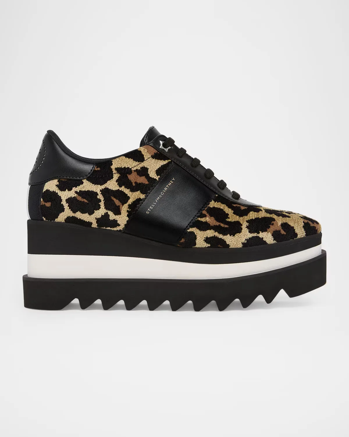 Sneak-Elyse Ocelot Velvet Toothed-Sole Platform Sneakers by Stella McCartney