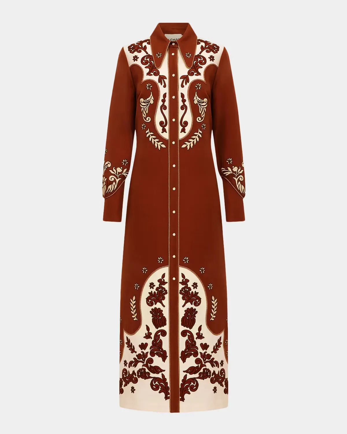 Duke Embroidered Maxi Shirtdress by ALMAIS