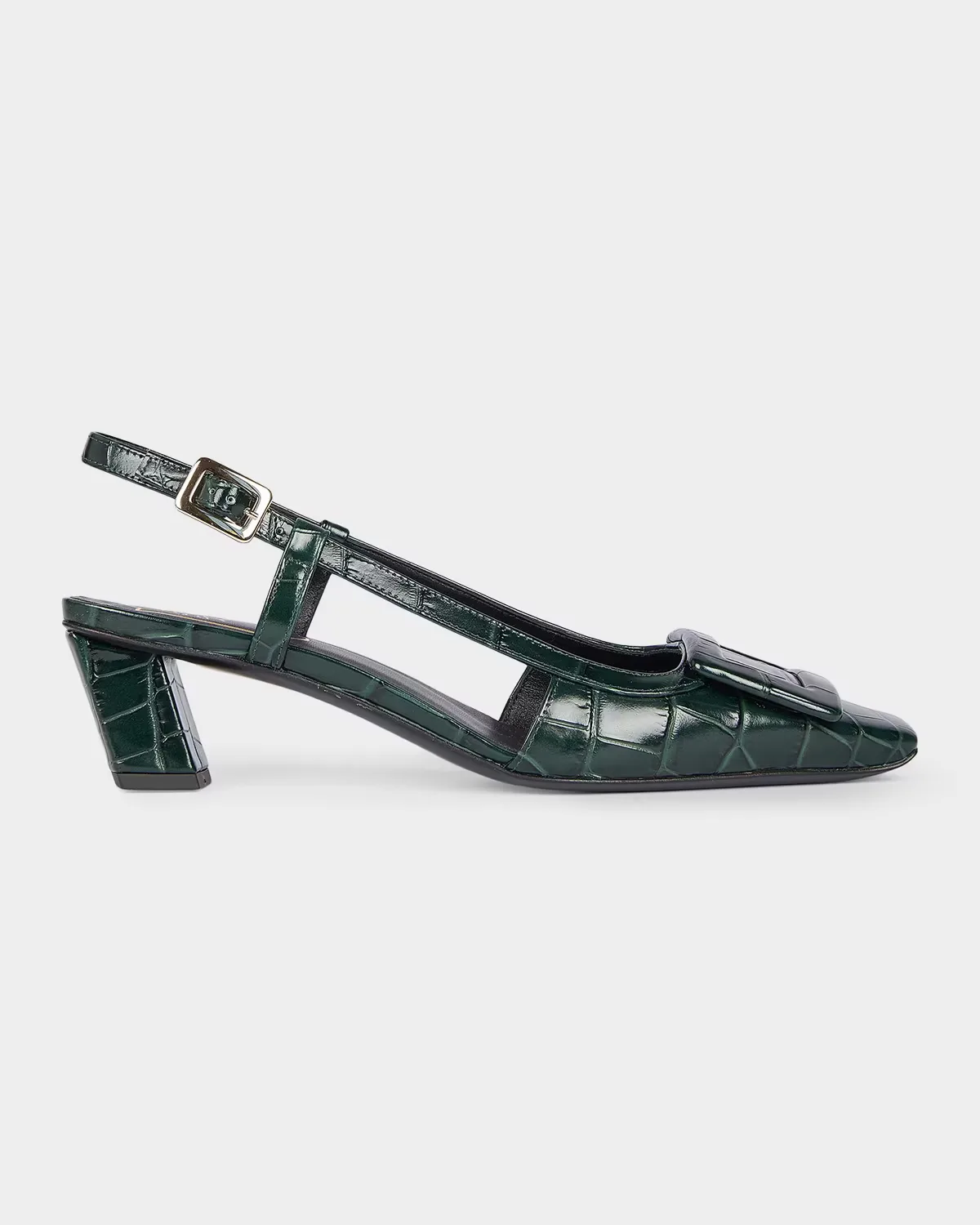 Belle Vivier 45MM Croc-Embossed Leather Slingback Pumps by Roger Vivier