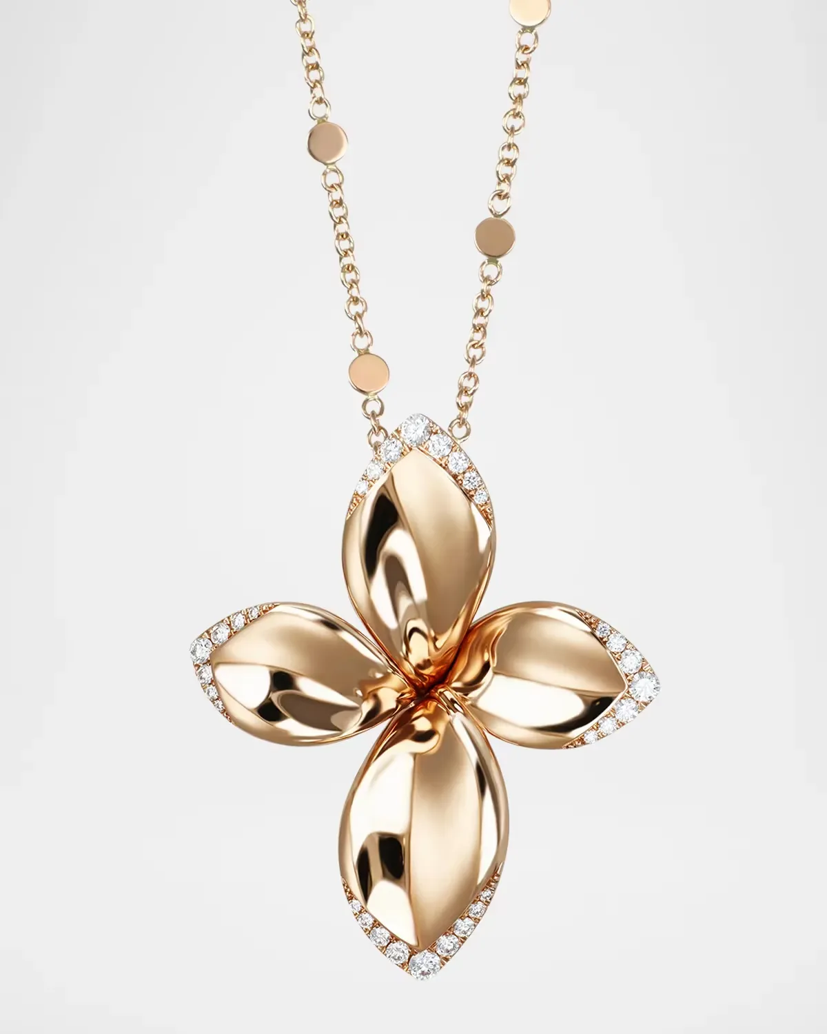 18k Rose Gold Diamond Flower Pendant by Pasquale Bruni