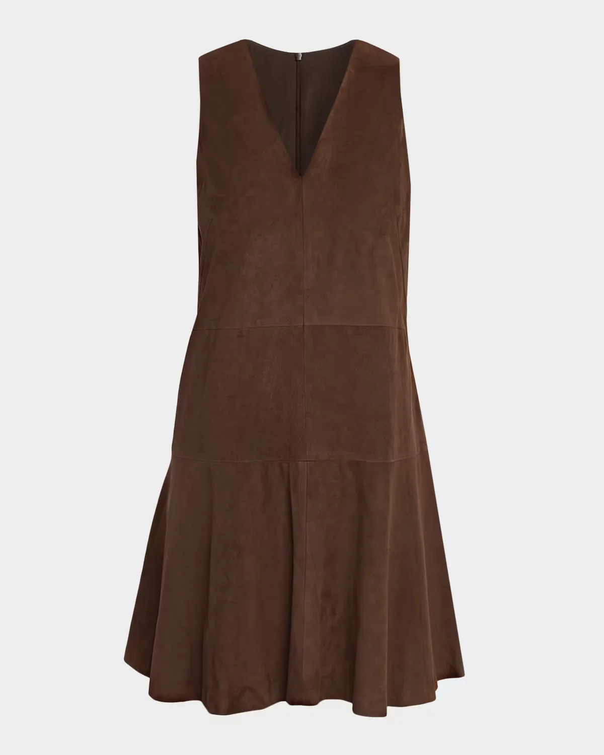 Suede V-Neck Flared Mini Dress by Brunello Cucinelli