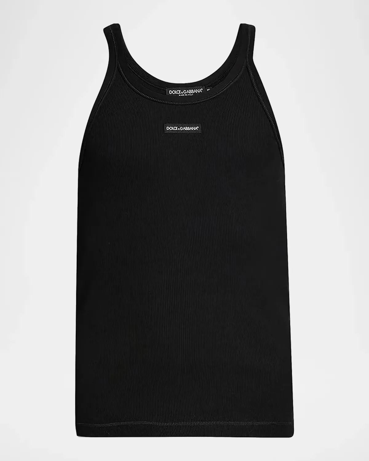 Etichetta Rib Jersey Cotton Tank Top by Dolce & Gabbana