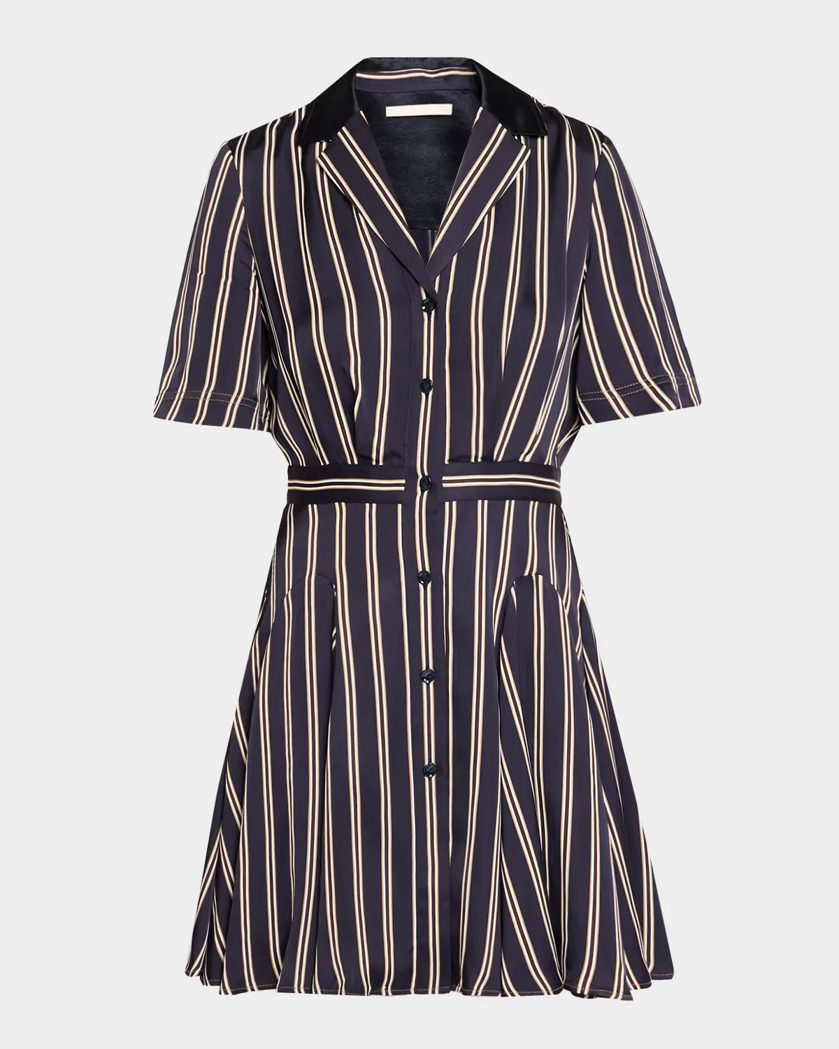 Striped Short-Sleeve Mini Shirtdress by Jason Wu