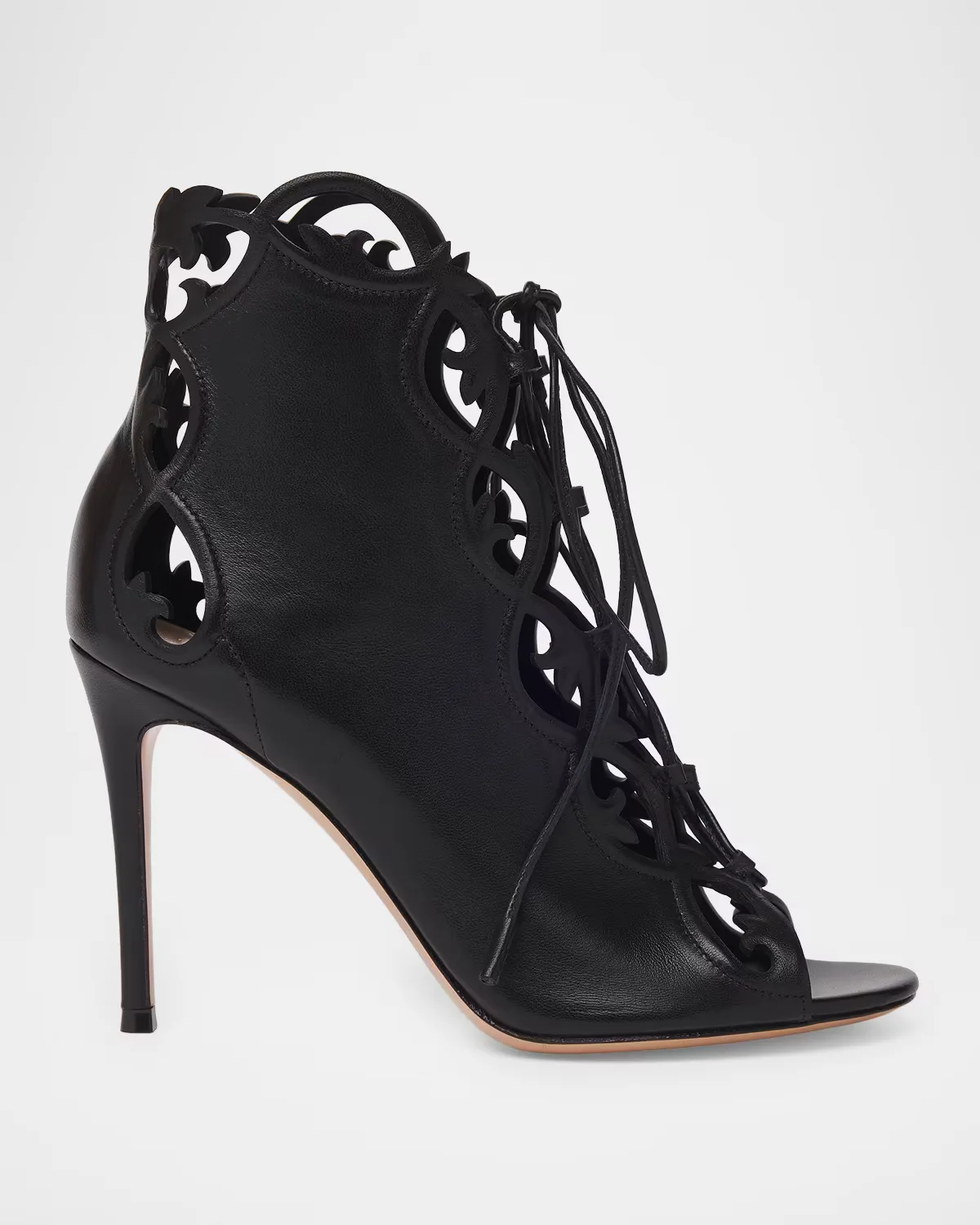 95mm Cutout Leather Booties by Gianvito Rossi