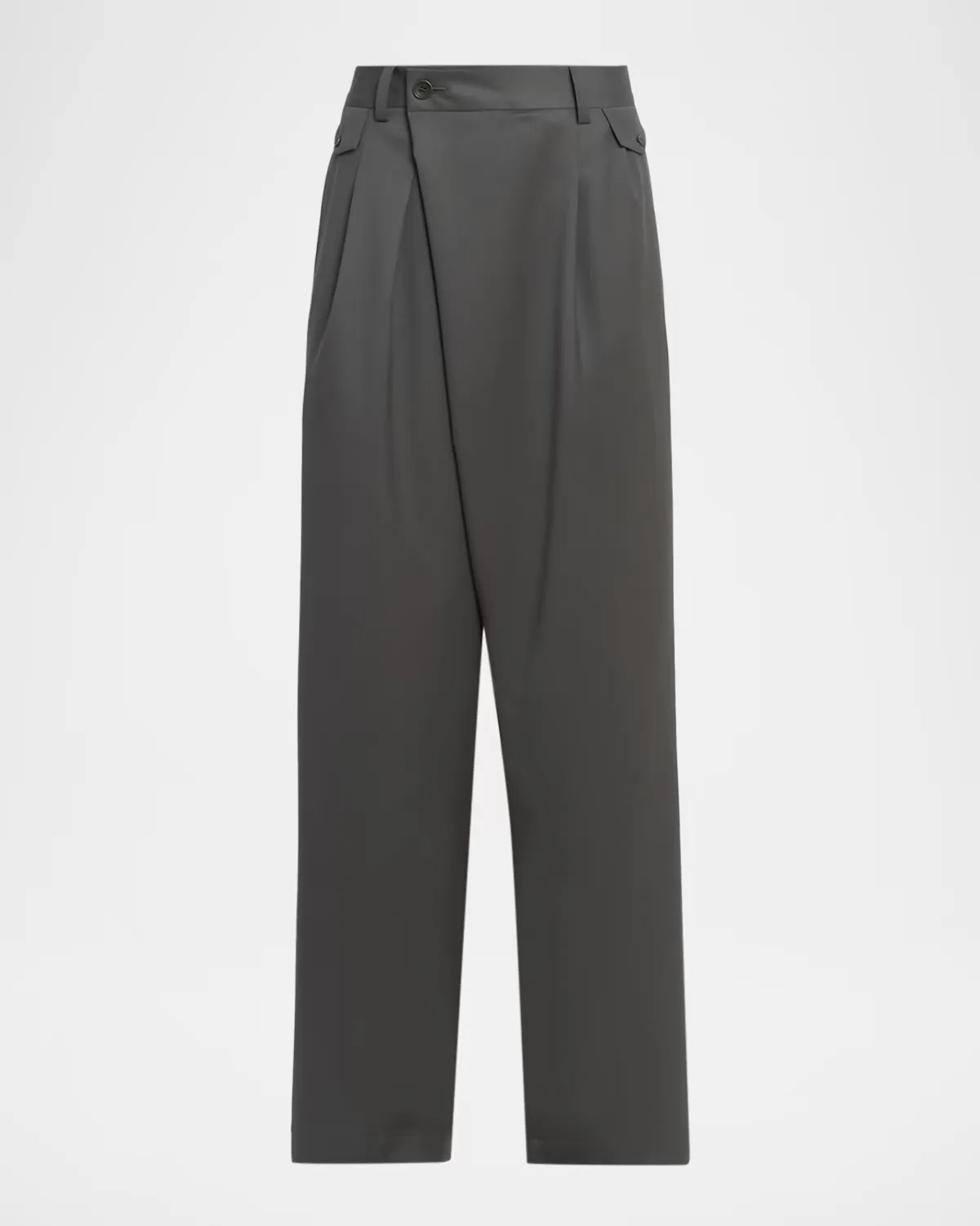 Lustrous Wool-Blend Pleated Trousers by Issey Miyake