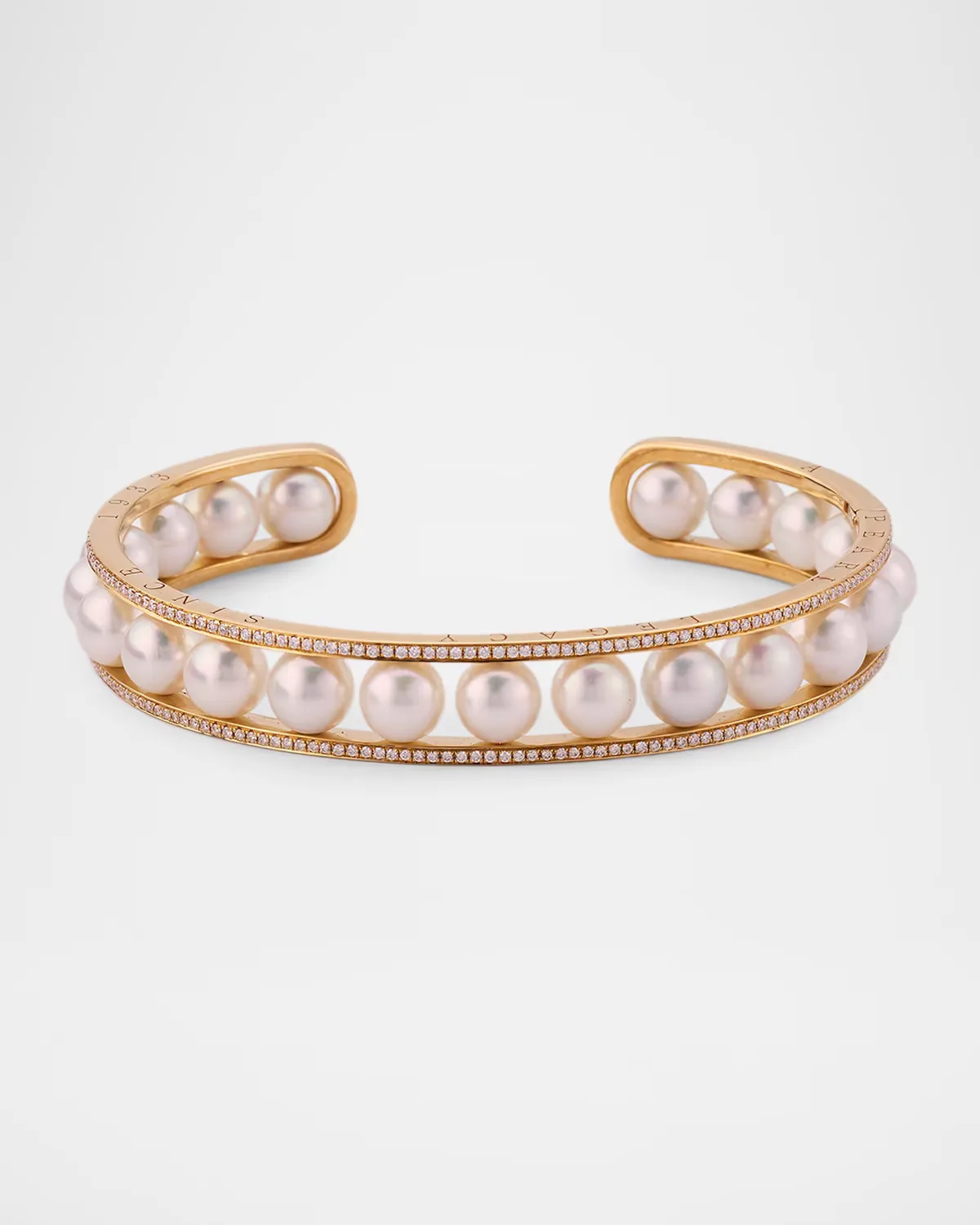 KOBE 18K Yellow Gold Akoya Pearl Cuff Bracelet by Belpearl