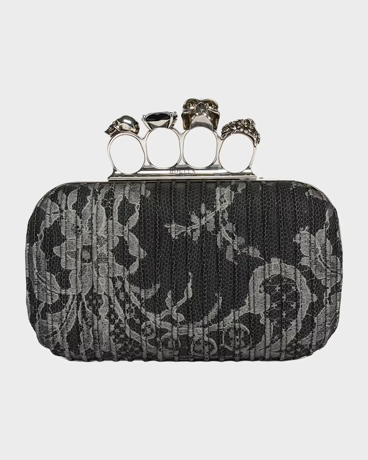 Embroidered Leather Skull Clutch by McQueen